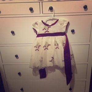 White and burgundy dress